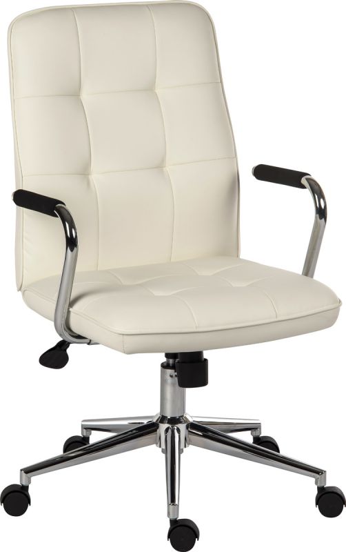 Contemporary White Leather Office Chair - PIANO